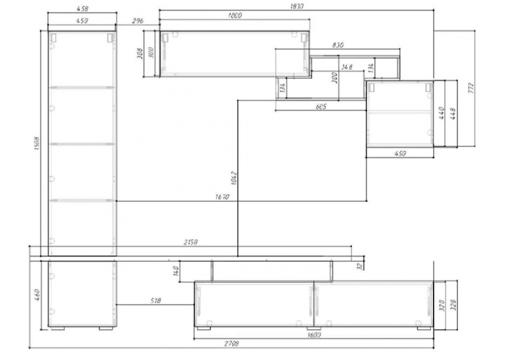 фото гостиная woodville руфе белый гладкий /дуб крафт золотой / белый гладкий глянцевый 508997 | 220svet.ru