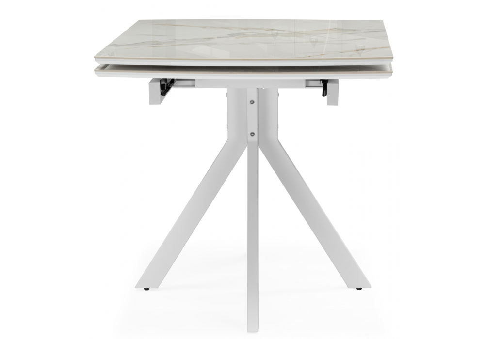 фото керамический стол раздвижной woodville катчел 120(180)x80 белая шагрень / белый 621186 | 220svet.ru