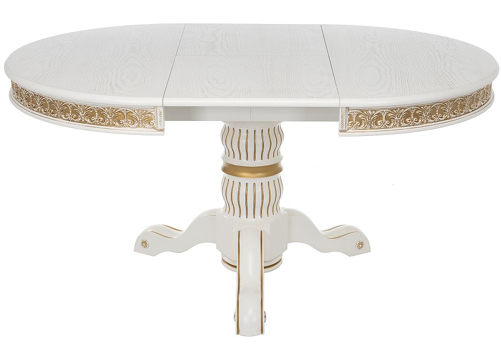 фото стол деревянный раскладной woodville лорд молочный / золотая патина 615199 | 220svet.ru