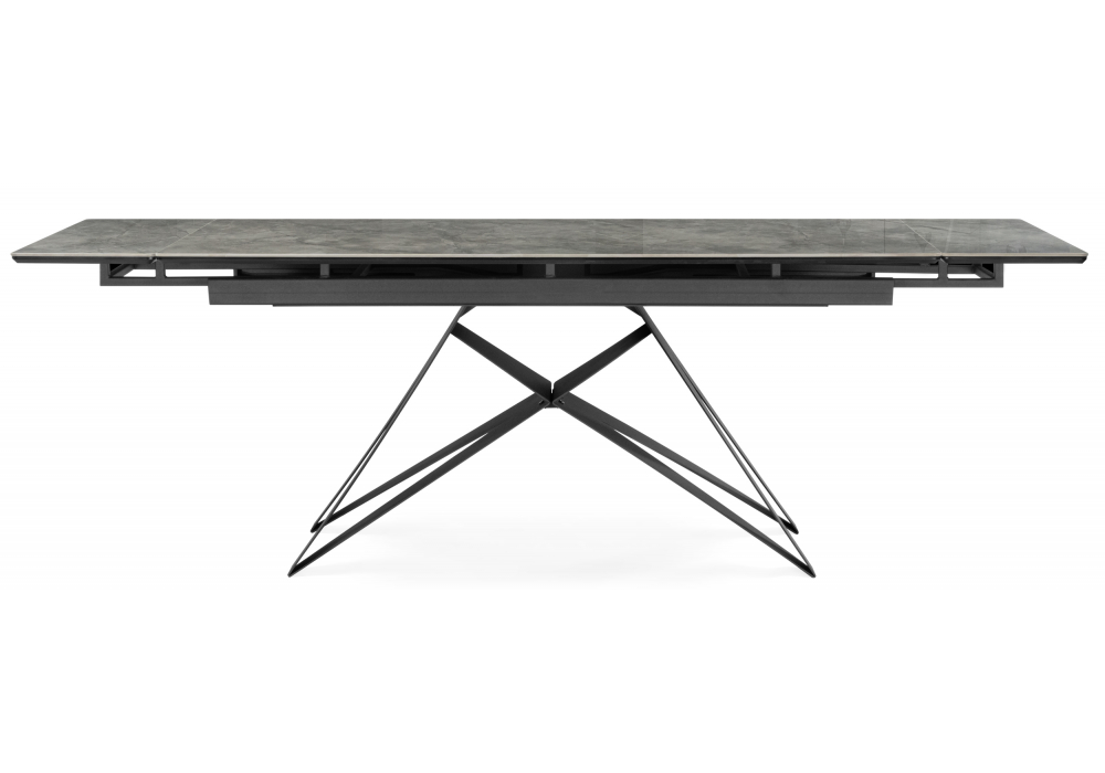 фото керамический стол раскладной 160(220)х89 woodville блэкберн серый мрамор baolai / черный 625941 | 220svet.ru