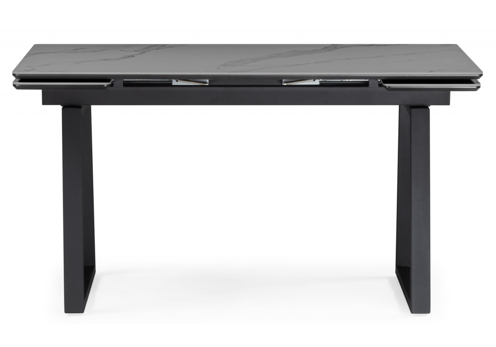 фото керамический стол раскладной 140(200)х80 woodville джек серый мрамор larka grey / черный 612901 | 220svet.ru