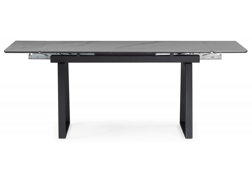 фото керамический стол раскладной 140(200)х80 woodville джек серый мрамор larka grey / черный 612901 | 220svet.ru