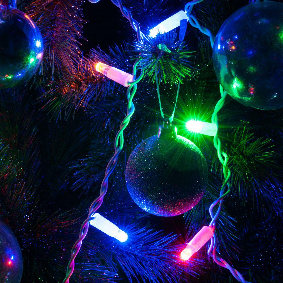 фото уличная светодиодная гирлянда eurosvet 230v 100-101 мульти с эффектом мерцания | 220svet.ru