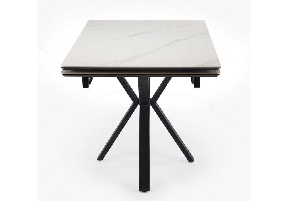 фото керамический стол 140(200)х80 раскладной woodville старлайт  snow alpin white / черный 622891 | 220svet.ru