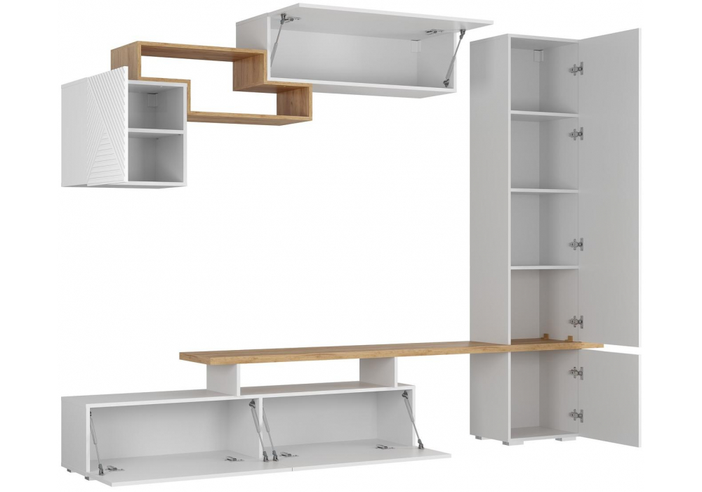 фото гостиная woodville руфе белый гладкий /дуб крафт золотой / белый гладкий глянцевый 508997 | 220svet.ru