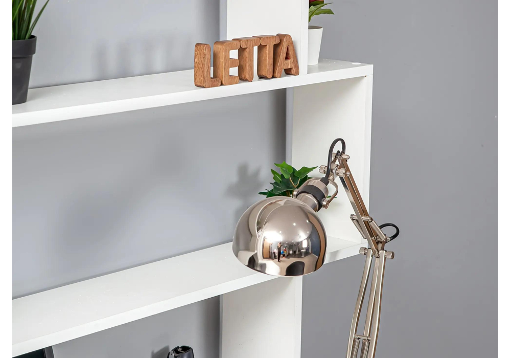 фото письменный стол с надстройкой woodville дижон белый тиснение 553675 | 220svet.ru