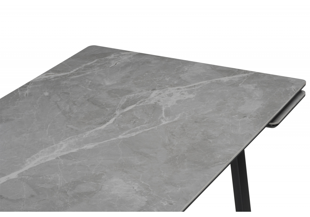 фото керамический стол раскладной woodville джек 140(200)х80 серый мрамор larka grey / черный 612901 | 220svet.ru