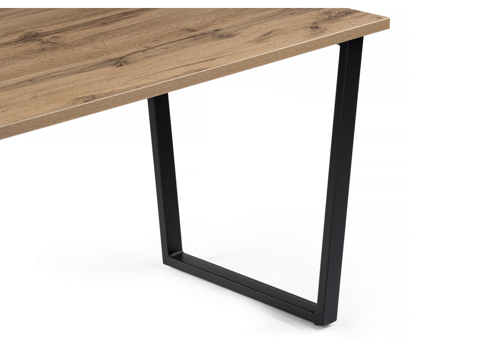 фото стол деревянный woodville лота лофт 120 25 мм дуб вотан / матовый черный 489609 | 220svet.ru