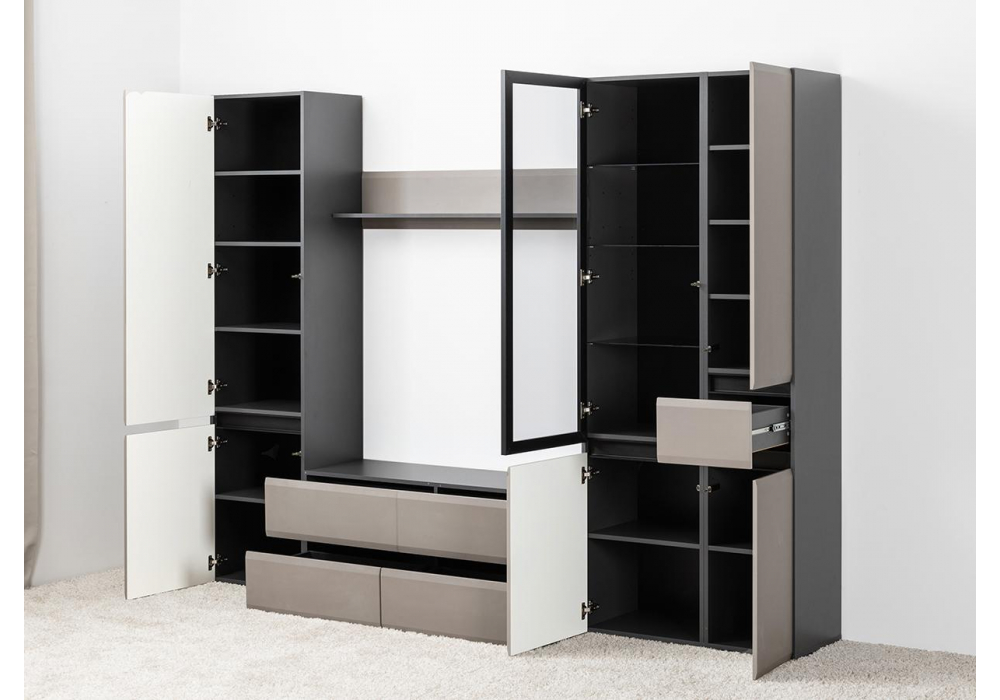 фото шкаф woodville сейдиль антрацит / веллюто капучино 594963 | 220svet.ru