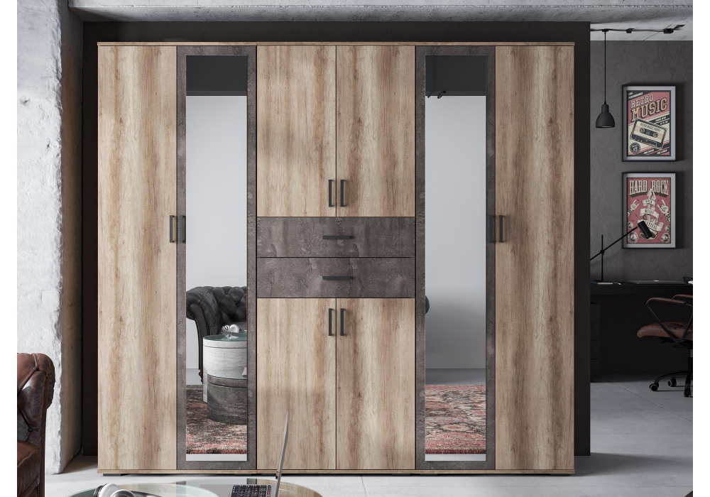 фото шкаф woodville паркинс железный камень / дуб каньон 546172 | 220svet.ru