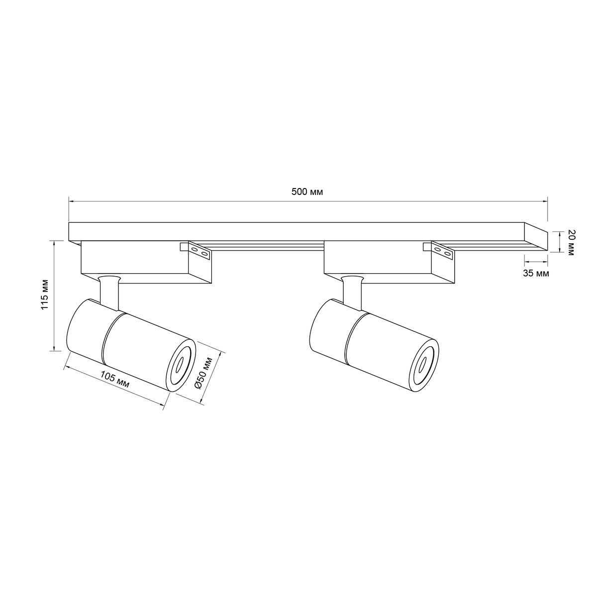 фото комплект из 2 трековых светодиодных светильников на шинопроводе apeyron 07-41 | 220svet.ru