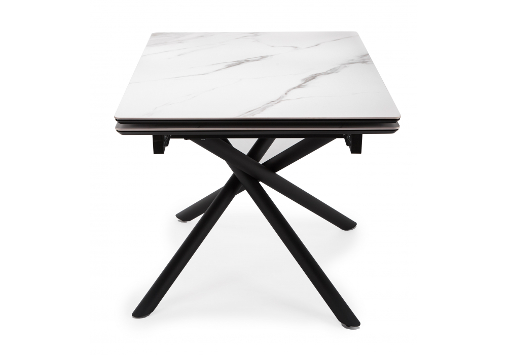 фото керамический стол раскладной 120(180)х80 woodville мэриан snow alpin white / черный 625715 | 220svet.ru
