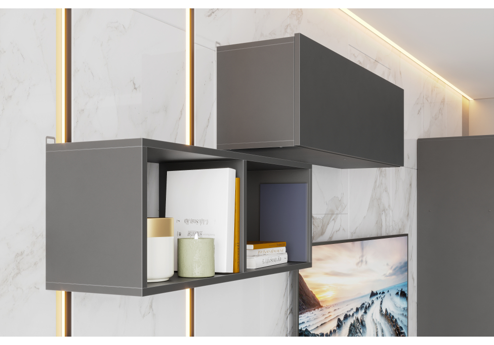 фото шкаф навесной woodville сибити графит серый 582762 | 220svet.ru