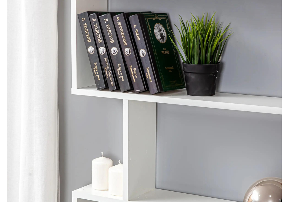 фото письменный стол с надстройкой woodville дижон белый тиснение 553675 | 220svet.ru