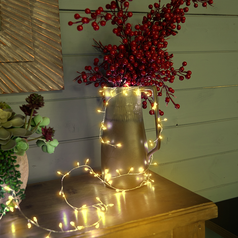 фото гирлянда кластер (на проволоке) feron cl584 линейная 400 led 12м 2700к, c питанием от сети 230v, прозрачный шнур 51447 | 220svet.ru