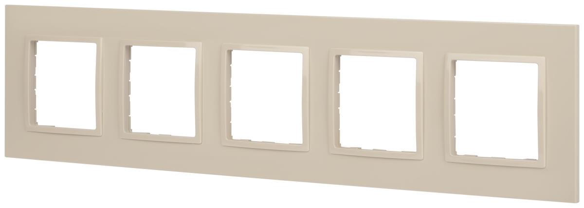 фото рамка для розеток и выключателей эра elegance 14-5015-02 classic, на 5 постов, слоновая кость б0060592 | 220svet.ru