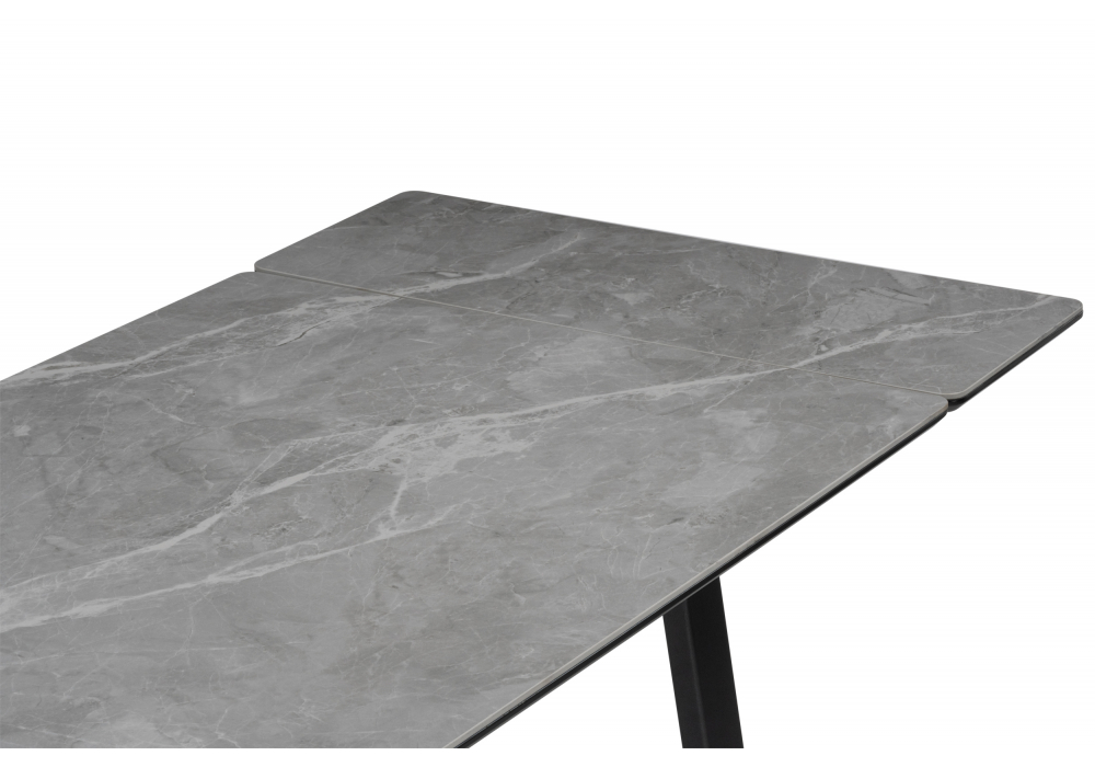 фото керамический стол раскладной woodville джек 140(200)х80 серый мрамор larka grey / черный 612901 | 220svet.ru