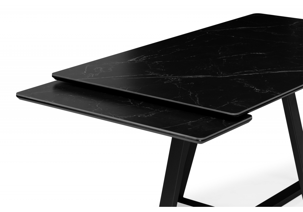 фото керамический стол раскладной woodville памелла 140(200)х80 черный мрамор shakespeare black / черный 612904 | 220svet.ru
