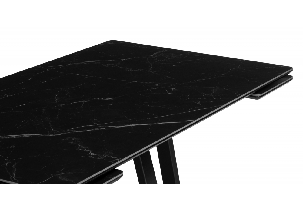 фото керамический стол раскладной woodville памелла 140(200)х80 черный мрамор shakespeare black / черный 612904 | 220svet.ru