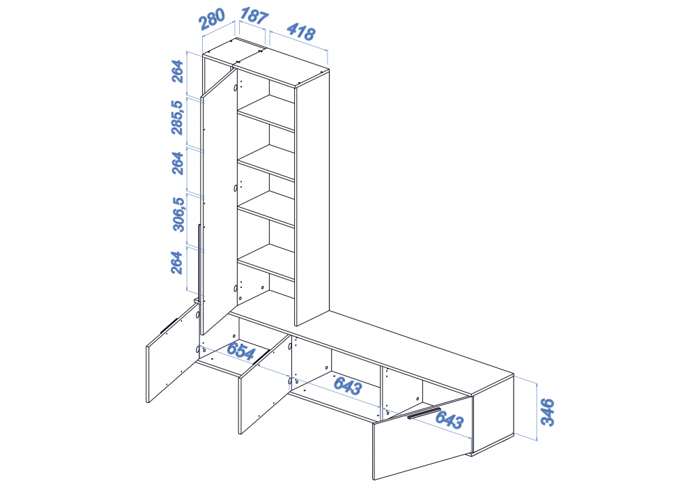 фото тв-тумба woodville филеста белый / дуб вотан 664895 | 220svet.ru
