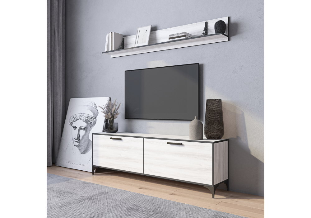 фото тв-тумба woodville огюст лофт сосна белая 490794 | 220svet.ru