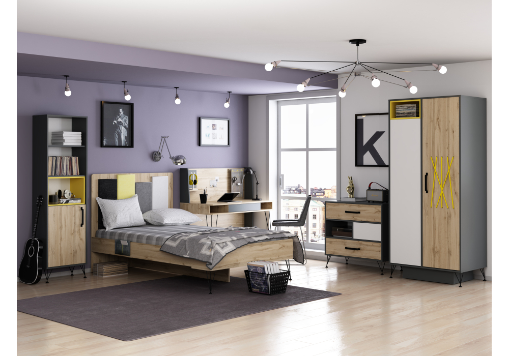 фото полутораспальная кровать woodville нобира дуб ирландский 515116 | 220svet.ru