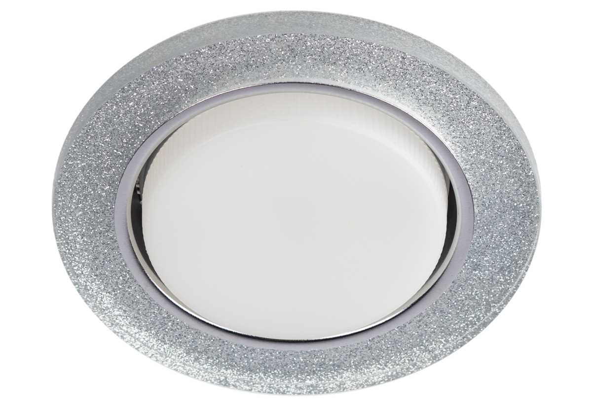 фото светильник встраиваемый cо светодиодной подсветкой эра dk ld51 ch/shsl под лампу gx53 хром/серебро б0057466 | 220svet.ru