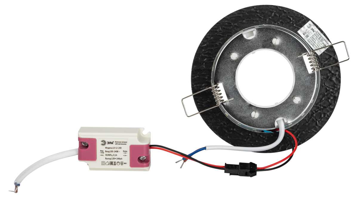 фото светильник встраиваемый cо светодиодной подсветкой эра dk ld51 wh/bk под лампу gx53 белый/черный б0057464 | 220svet.ru