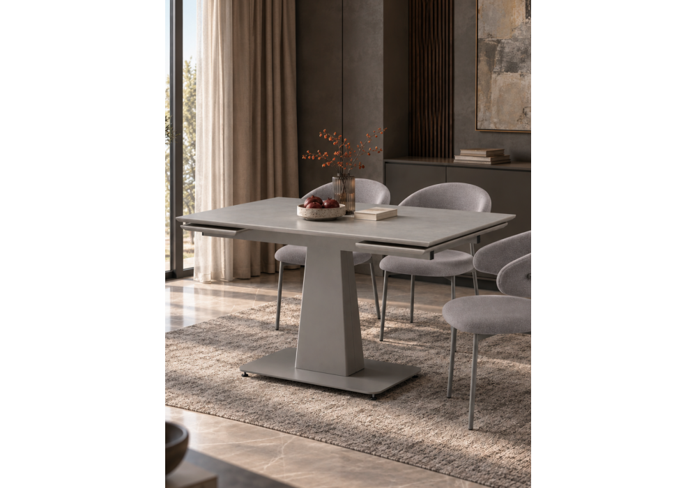 фото керамический стол раскладной 120(180)х80 woodville мун carmen light gray / серый матовый 715090 | 220svet.ru