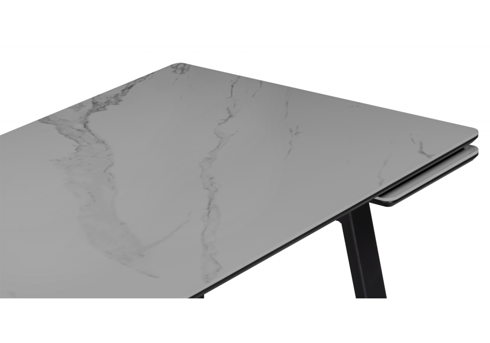 фото керамический стол раскладной 140(200)х80 woodville джек серый мрамор larka grey / черный 612901 | 220svet.ru