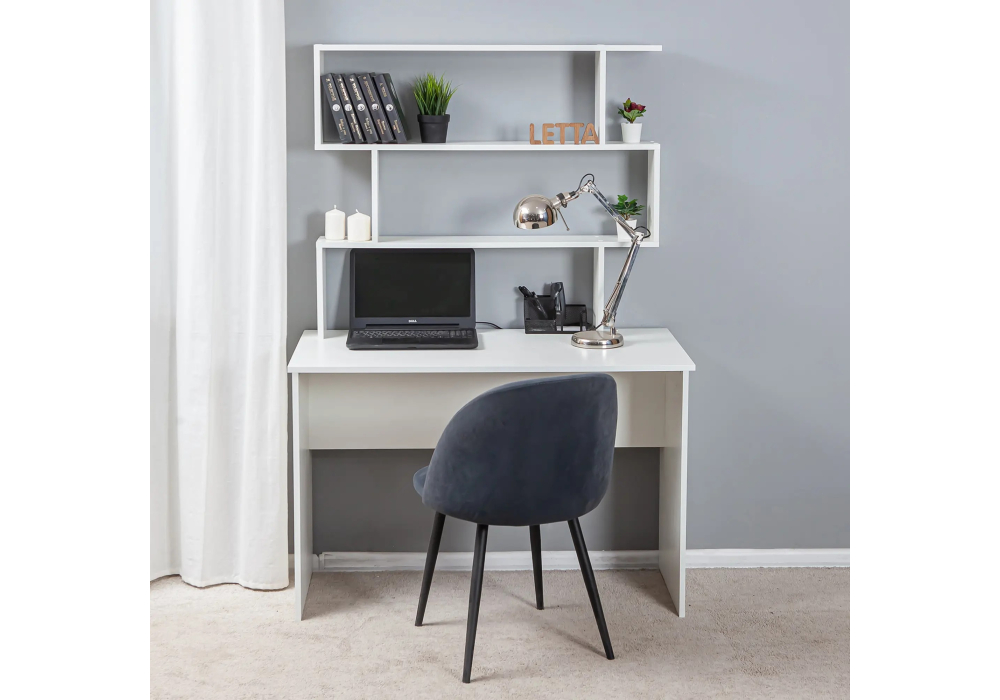 фото письменный стол с надстройкой woodville дижон белый тиснение 553675 | 220svet.ru