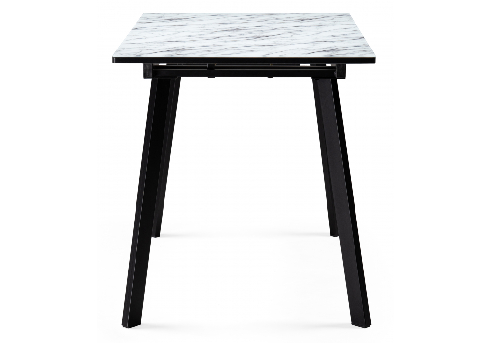 фото стол стеклянный раскладной 110(140)х68х76 woodville агни мрамор белый / черный матовый 528558 | 220svet.ru