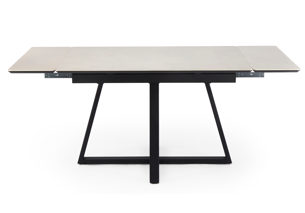 фото керамический стол раскладной woodville памелла 140(200)х80 carmen light grey / черный 625824 | 220svet.ru