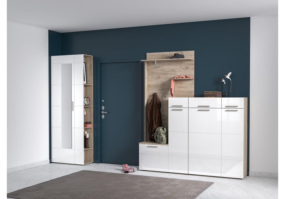 фото стеллаж woodville лайн дуб серый craft / белый глянец пвх 415716 | 220svet.ru