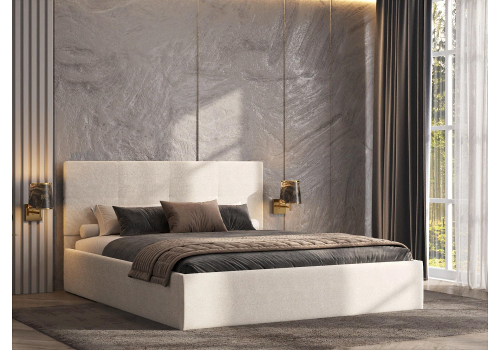 фото двуспальная кровать woodville манака 160х200 бежевая 585396 | 220svet.ru