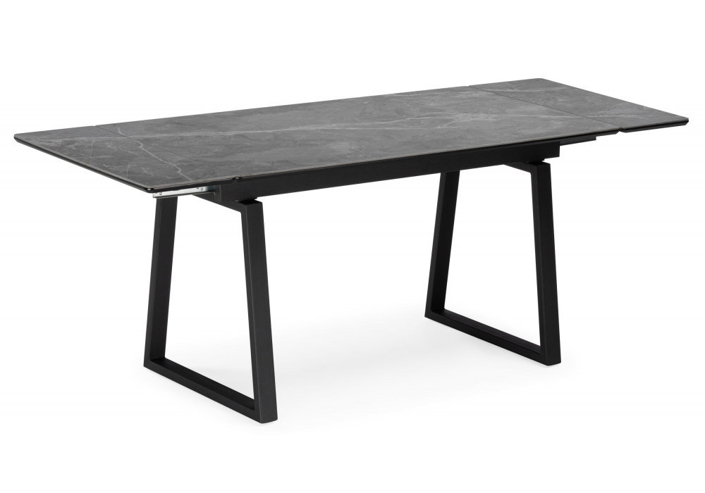 фото керамический стол раскладной woodville джек 140(200)х80 серый мрамор larka grey / черный 612901 | 220svet.ru