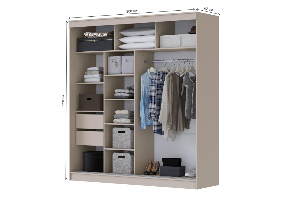 фото шкаф-купе woodville айвор 2,0м кашемир 614744 | 220svet.ru
