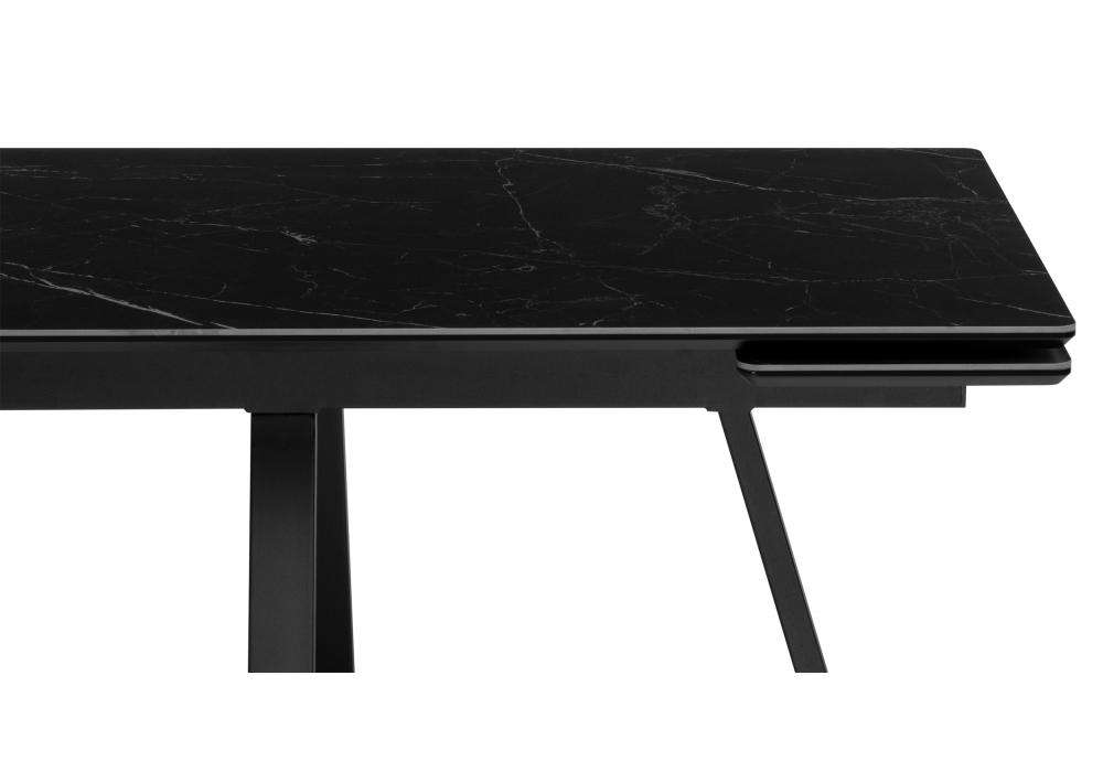 фото керамический стол раскладной woodville памелла 140(200)х80 черный мрамор shakespeare black / черный 612904 | 220svet.ru