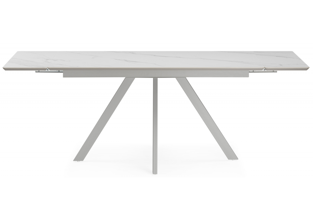 фото керамический стол раскладной woodville вилли 140(200)х80 белый мрамор snow white / серый 631645 | 220svet.ru