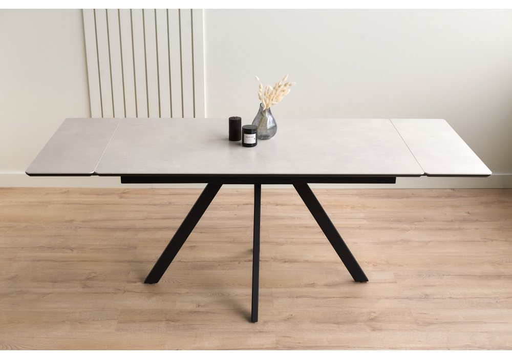 фото керамический стол раскладной 140(200)х80 woodville вилли серый / черный 625828 | 220svet.ru