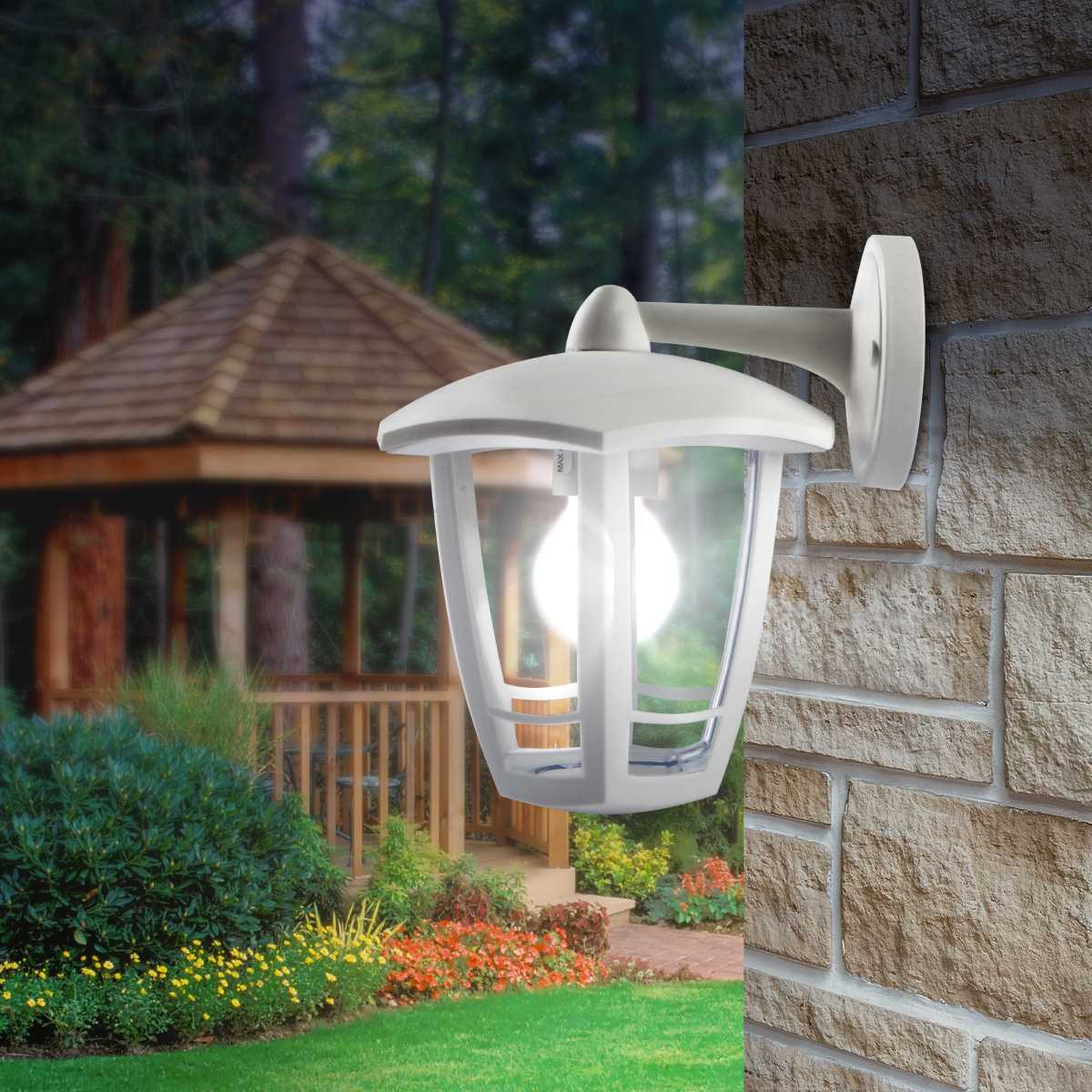 фото садово-парковый светильник эра «дели 3» нбу 07-40-004 белый 6-гранный настенный ip44 е27 max60вт б0051198 | 220svet.ru