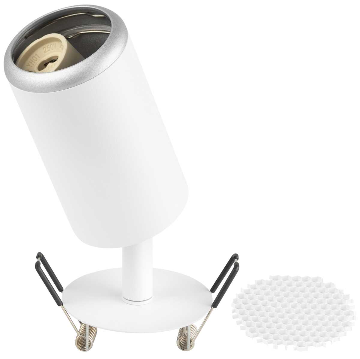 фото светильник встраиваемый алюминиевый эра kl106 wh/sl под лампу mr16 gu10 белый/серебро матовый б0061634 | 220svet.ru