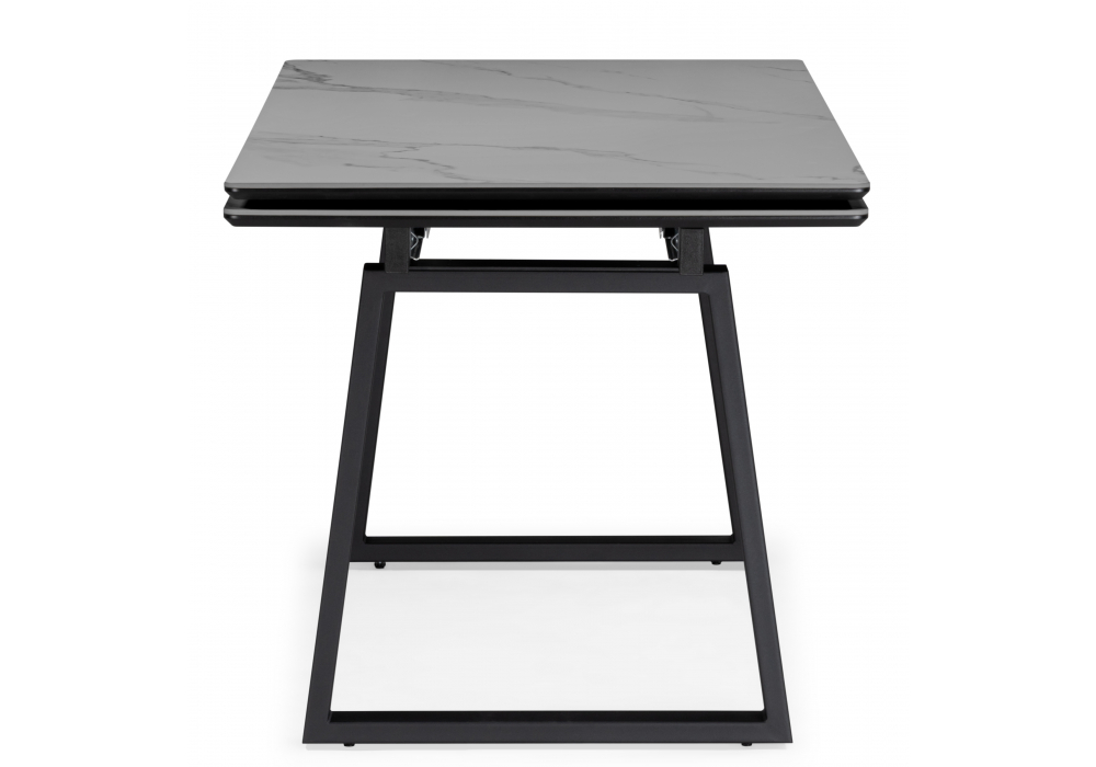 фото керамический стол раскладной 140(200)х80 woodville джек серый мрамор larka grey / черный 612901 | 220svet.ru