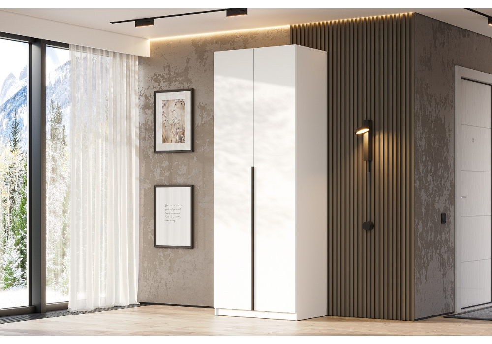 фото шкаф woodville даиго двухстворчатый белый текстурный 593703 | 220svet.ru