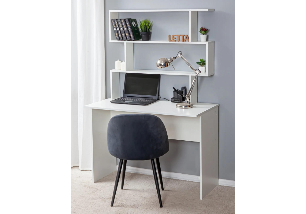 фото письменный стол с надстройкой woodville дижон белый тиснение 553675 | 220svet.ru