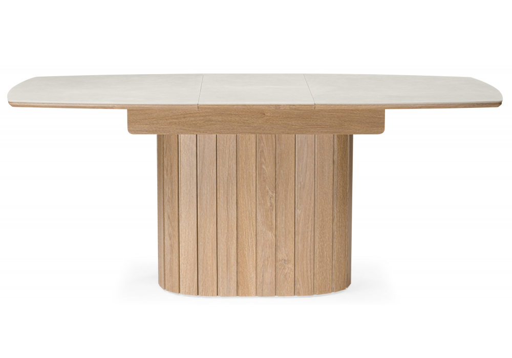 фото керамический стол раскладной woodville люмен 140(180)х80 carmen light grey / дуб американский 664687 | 220svet.ru